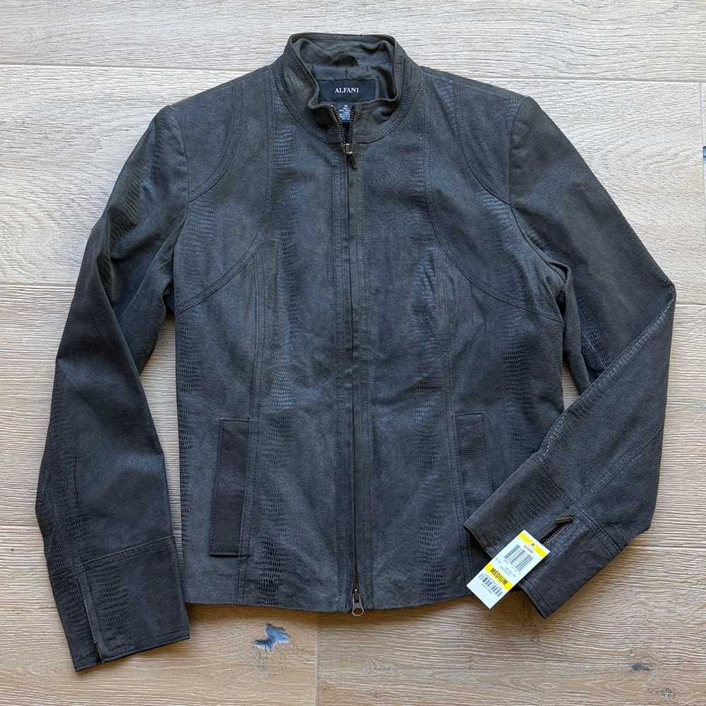 Alfani Chocolate Brown Suede Jacket. NWT